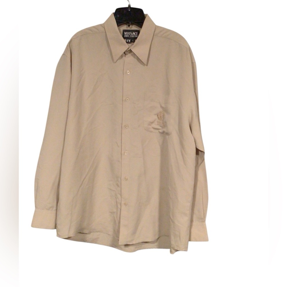 Versace jeans couture Mens vintage beige embroidered button up shirt size L